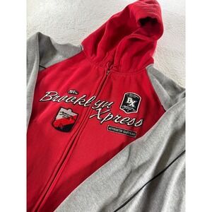 Vintage Brooklyn Xpress Express Hoodie Y2K Gothic‎ Grunge Zip Red Gray XXXL 3XL